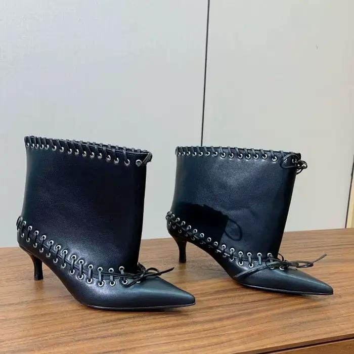 Bottes courtes pour femmes sexy talons fins mi-mollet printemps automne microfibre caoutchouc polyvalentes occasions spéciales