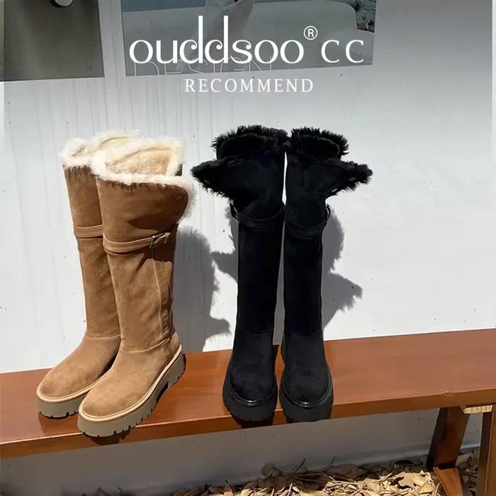 Ods luxe sur le genou bottes femmes nouvelle haute qualité véritable daim