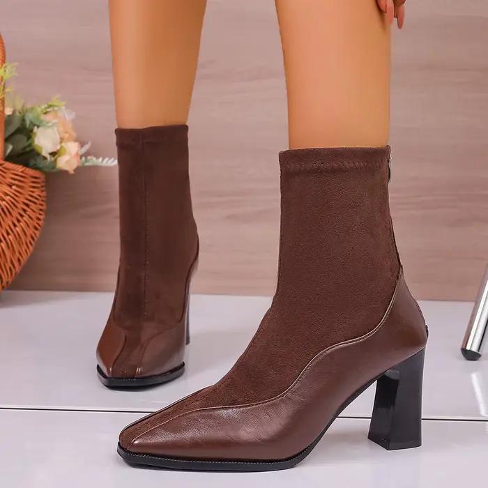 Bottes fines élastiques rétro françaises pour femmes