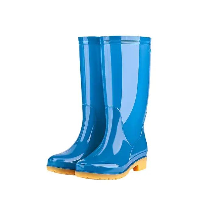 Bottes de pluie mi-mollet pour femmes, antidérapantes, imperméables, pour le travail en cuisine, chaudes, en plastique, chaussures à talon bas pour adultes