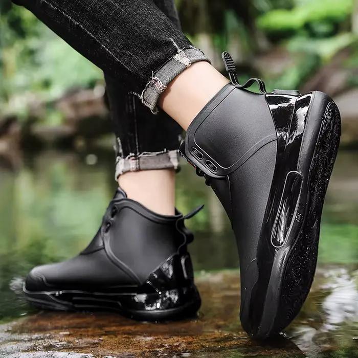 Nouvelles bottes de pluie mi-mollet en caoutchouc antidérapantes pour homme, imperméables, confortables et pratiques pour la pêche et le travail printemps automne