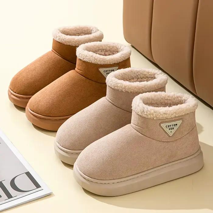 Evshine hiver fourrure moelleux bottes de neige pour les femmes chaud en peluche doublé coton