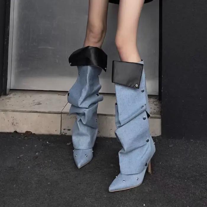 Bottes hautes de nuit sexy bout pointu pour femmes occassions spéciales hiver talons fins confortables élégantes à offrir