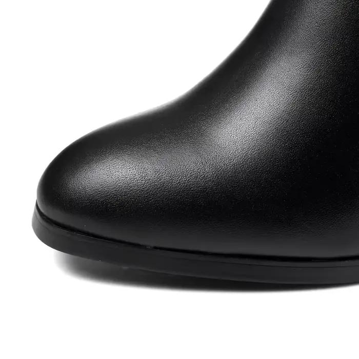 Kaky's-Bottes longues pointues en cuir de vachette pour femmes, talons hauts, baril, mode, grand, nouveau