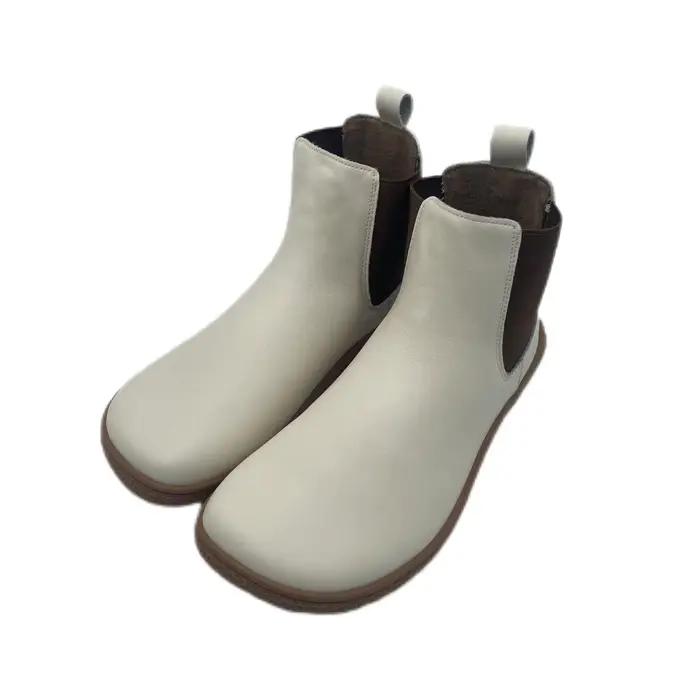 Tipsietoes Chelsea pieds nus automne bottes en cuir de vache véritable avec doublure en laine à l'intérieur pour les