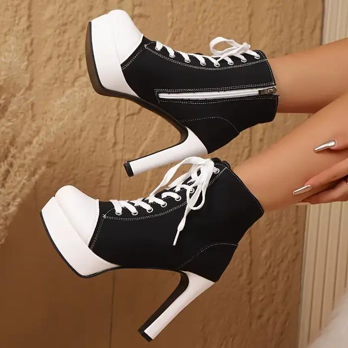 Bottines en toile à plateforme pour femmes