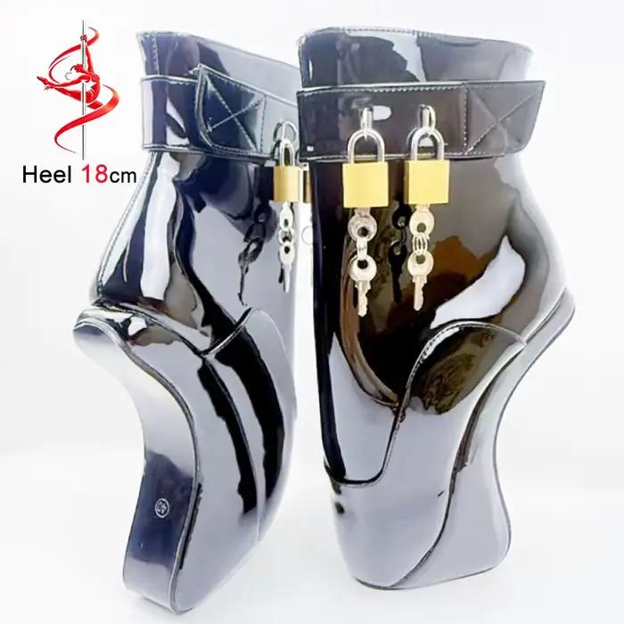 Bottines courtes pour femme en cuir noir avec empiècements, talons originaux de 18 cm, bout rond, fermeture éclair, boucle de ceinture et 2 fermoirs, collection Printemps-Automne