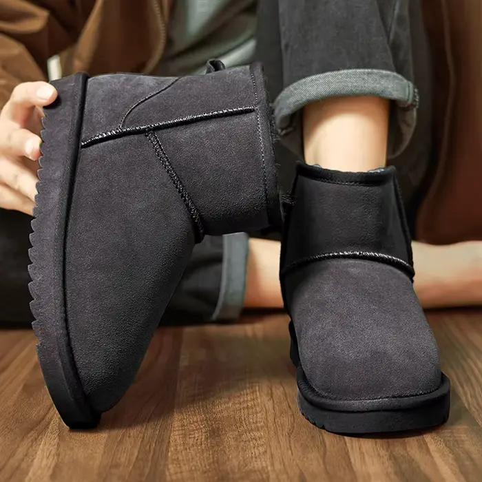 Bottes de neige pour hommes en tissu coton avec doublure polaire thermique - Tailles grandes de 45 à 50 - Pour les activités hivernales et les sorties enneigées