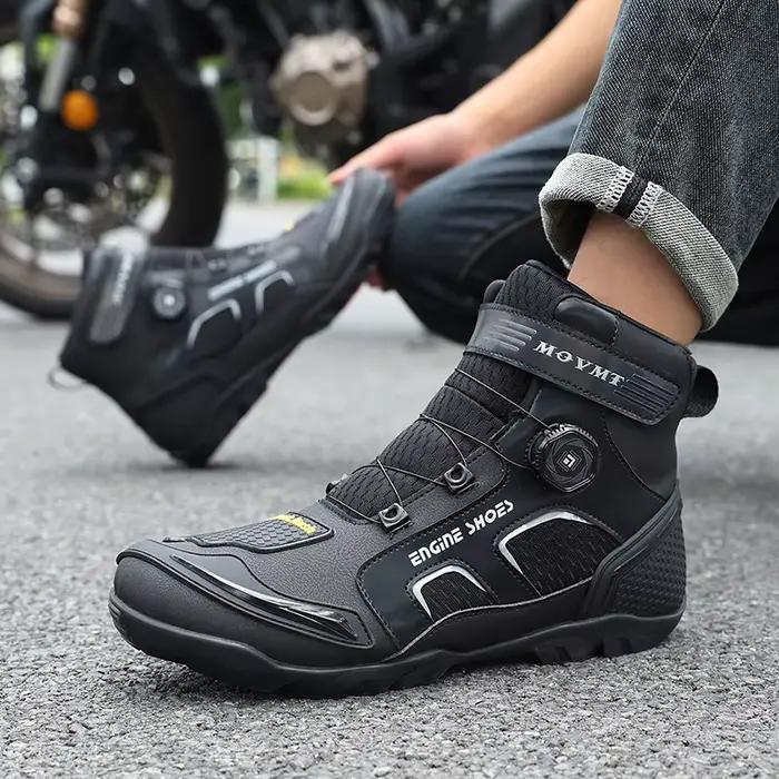 Bottes de moto en cuir pour hommes