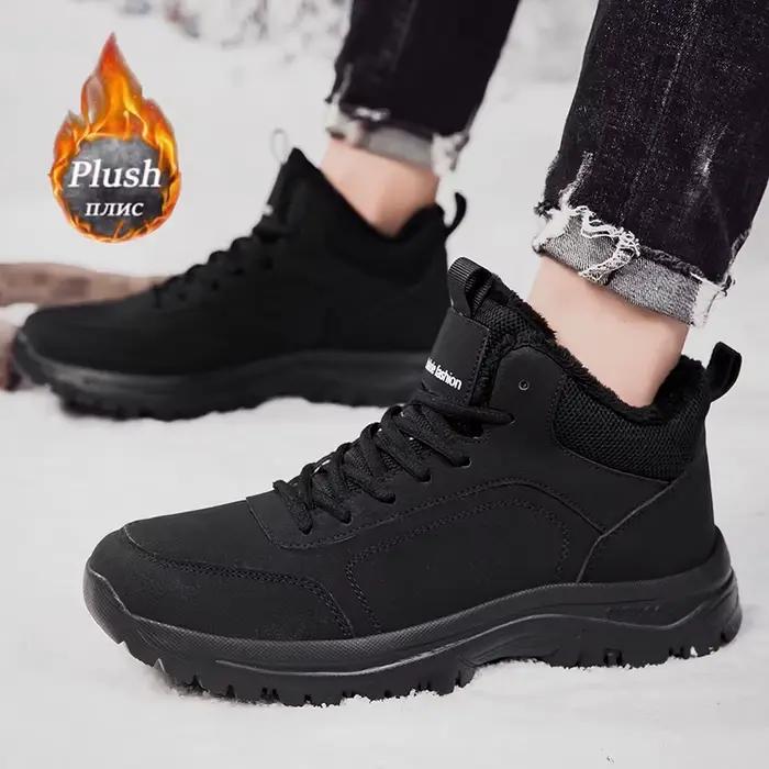 ELUVA hommes bottes de neige imperméables bottes d'hiver doublé de fourrure antidérapant léger confort thermique randonnée chaussures de travail en plein air homme