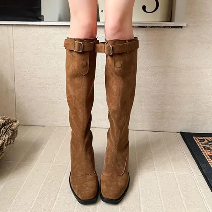 Talons hauts bottes longues pour femmes chaussures léopard épaisses de créateur bottes d'hiver hautes nouvelle tendance escarpins gothiques bottes élégantes pour dames
