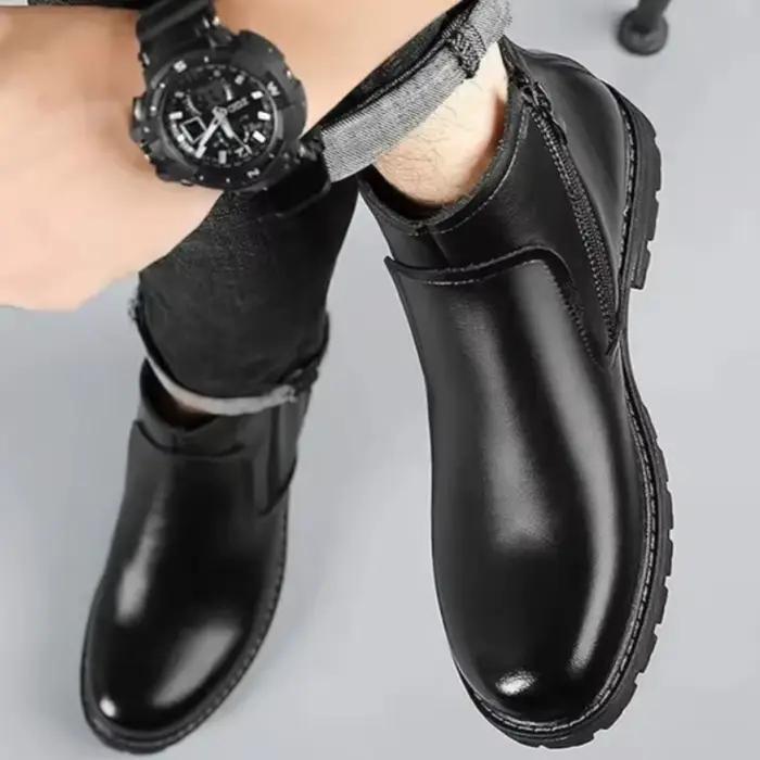 Bottes en cuir rétro pour hommes, style classique et confortable, bottes d'affaires et décontractées, hauteur cheville, printemps automne, élégance et praticité