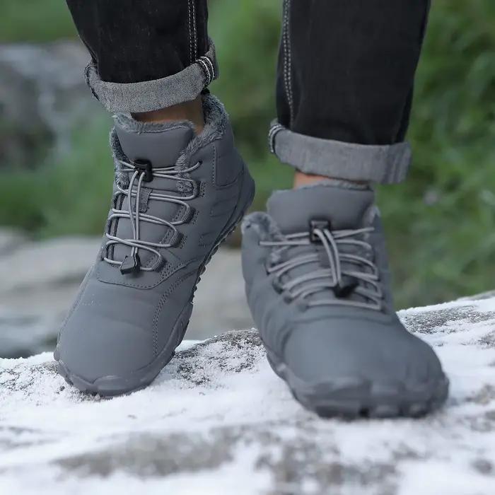 Bottes de neige imperméables pour homme, chaussures d'hiver en tissu avec doublure en peluche courte, bottes de randonnée en plein air, bottes chaudes pour l'hiver, taille ajustable
