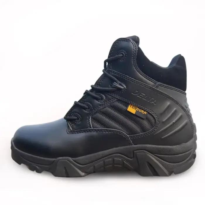Bottes de Combat tactiques imperméables en cuir de vache véritable pour hommes