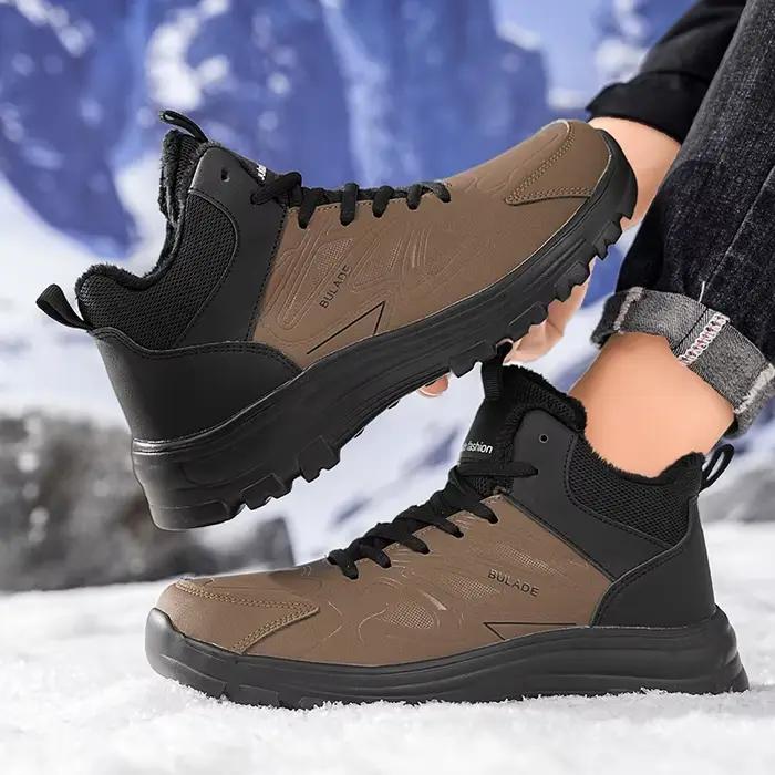 ELUVA hommes bottes de neige baskets imperméables Super chaud en peluche hommes en plein air antidérapant léger bottes de randonnée chaussures de travail homme hiver