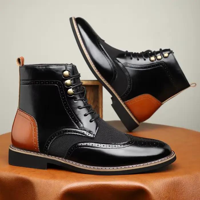 Bottes hautes pour hommes Style britannique botte pointue en cuir bottes habillées d'affaires de mode pour hommes 2025 bottines décontractées chaussures richelieu