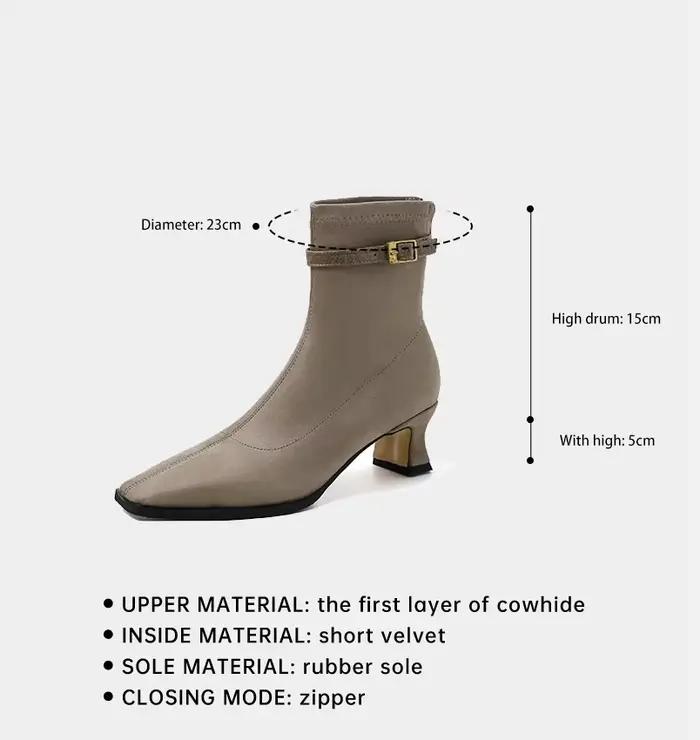 Ods Rinse-Bottes courtes en cuir véritable pour femmes
