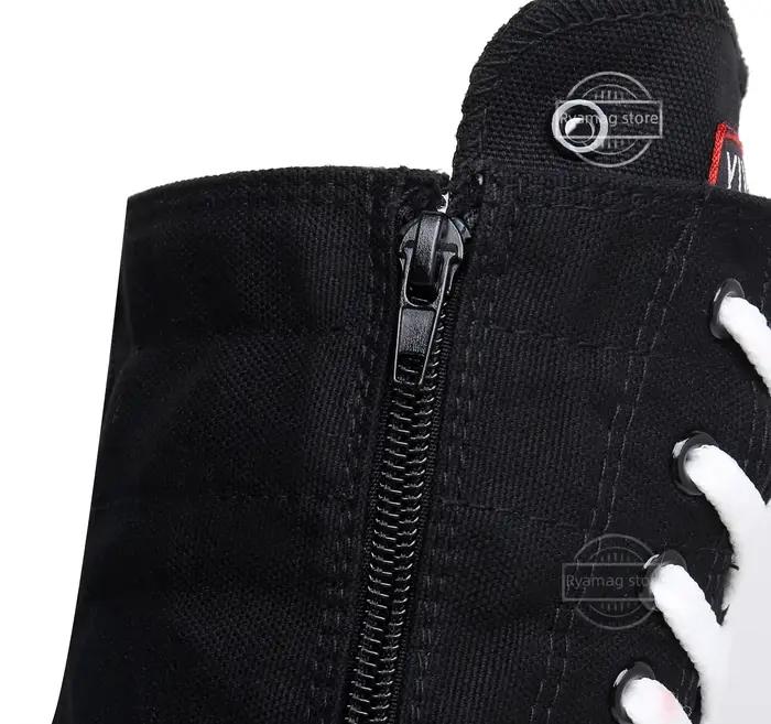 Bottes femmes baskets toile décontracté chaussures hautes botte longue à lacets fermeture éclair confortable