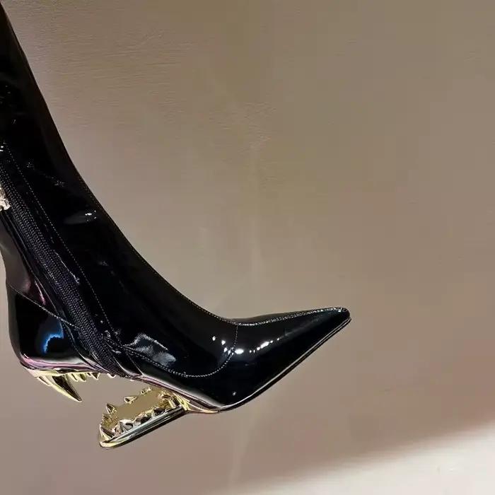 Bottes pointues à talons hauts en super fibre pour femmes