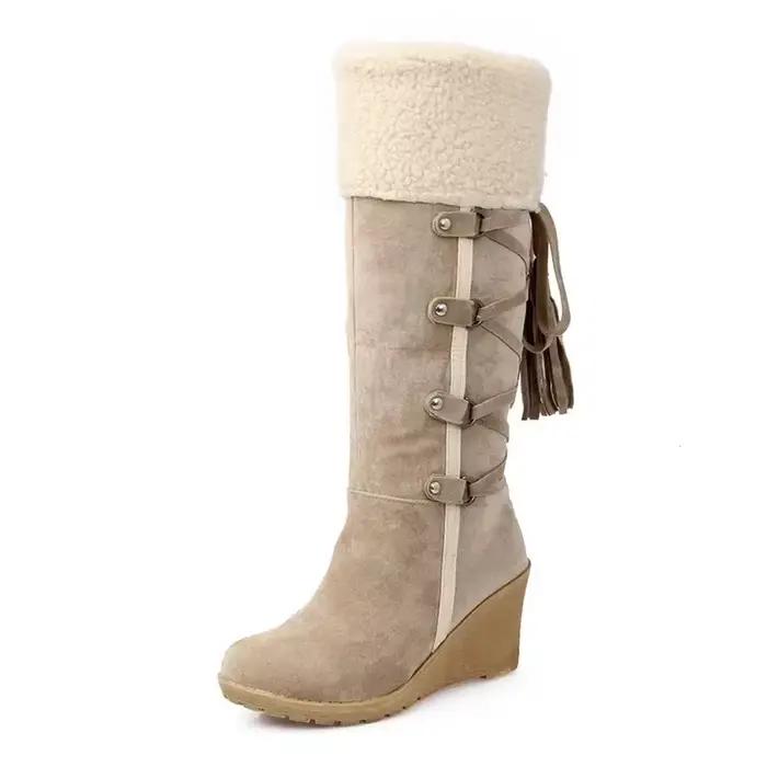 Bottines à tube haut avec pompon en dentelle au dos