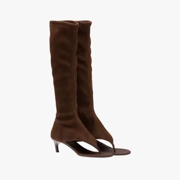 Bottes élastiques en microcarence souple pour femmes, tongs au genou, fermeture éclair latérale, talon bas, cuissardes, nouvelles occasions spéciales