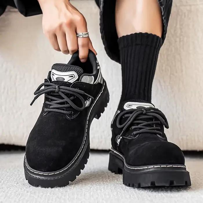 Automne hommes plate-forme chaussures en daim cuir chaussures de travail Design de mode à lacets haute qualité Sneaker décontracté britannique chaussure extérieure 39-44