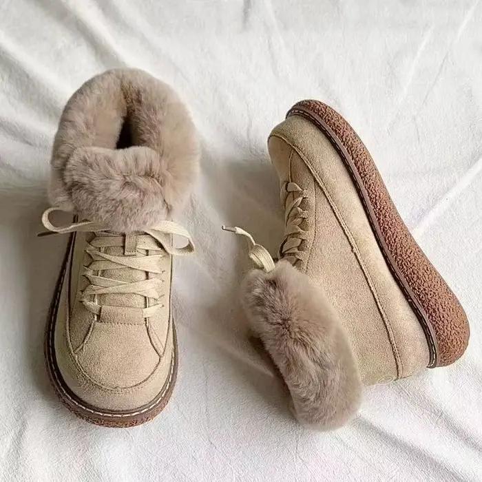 Rinse-Bottes de neige à lacets avec talons bas pour femmes