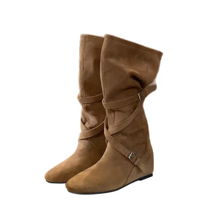 Bottes hautes en cuir souple pour femmes