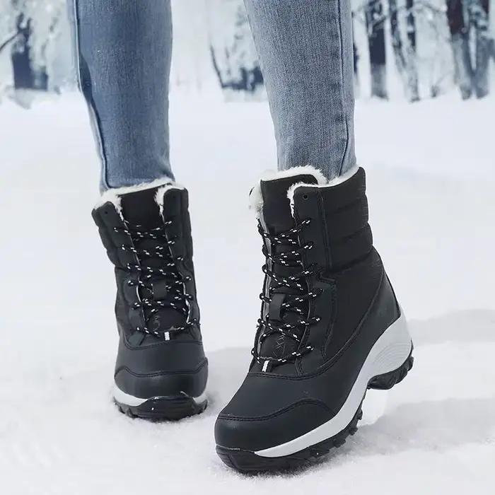 Bottes de neige à plateforme antidérapantes pour femme