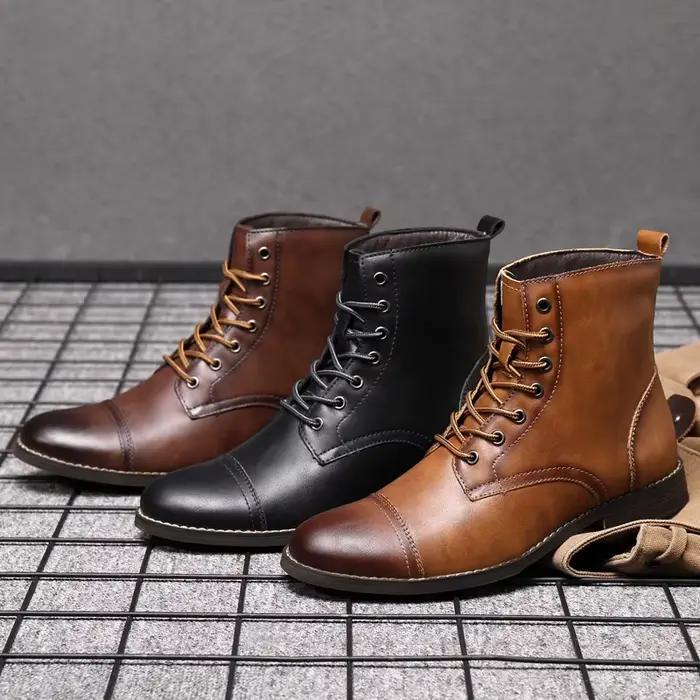 Hommes mode bottes nouveauté Britsh Vintage bottes en cuir chaussures hommes bottes automne hiver Design hommes bottines grande taille