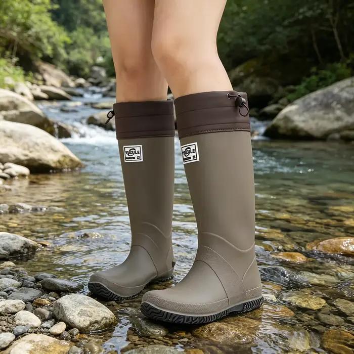 Bottes de pluie imperméables pour hommes et femmes, bottes en caoutchouc antidérapantes pour le jardinage, la pêche, le travail, la randonnée, légères, décontractées, hauteur genou