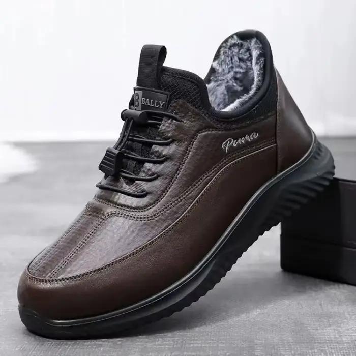 Bottes pour hommes pour l'extérieur 2025 mode hiver chaussures en cuir antidérapantes en coton