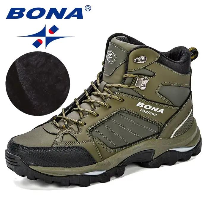 BONA-Bottes en cuir coordonnantes pour homme, chaussures de neige confortables et durables, courtes en peluche, populaires, printemps et automne