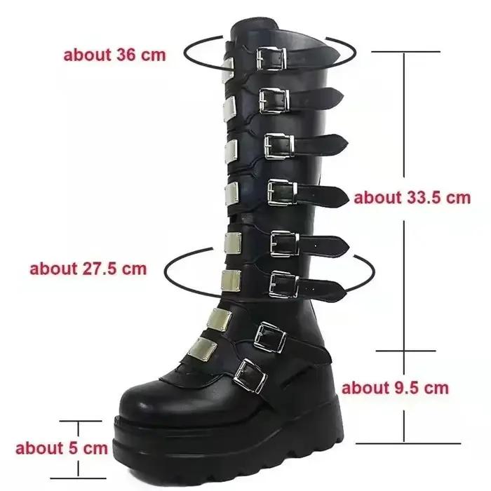 Chaussures gothiques à plateforme au genou pour femmes