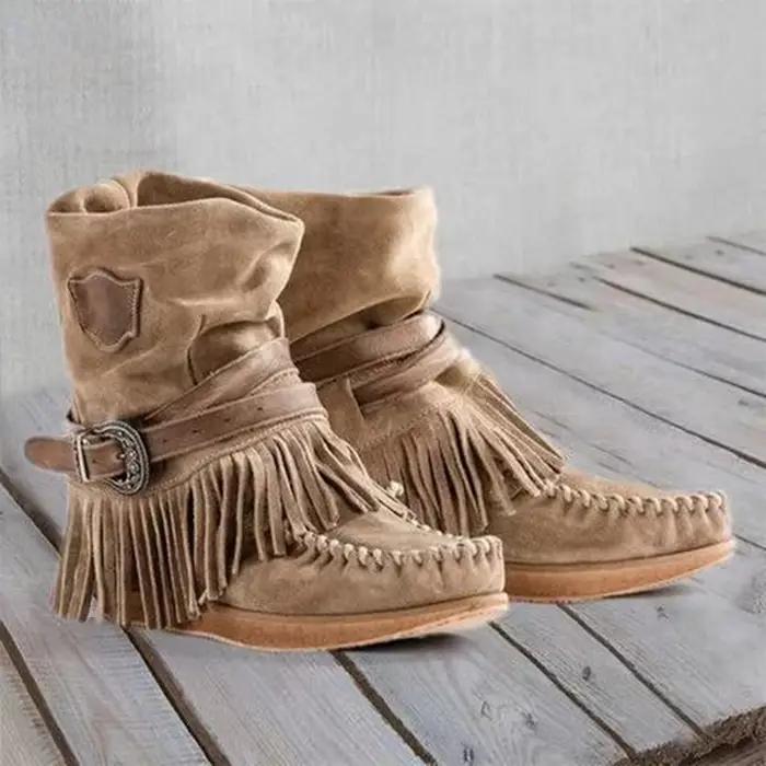 Bottines rétro à franges pour femmes