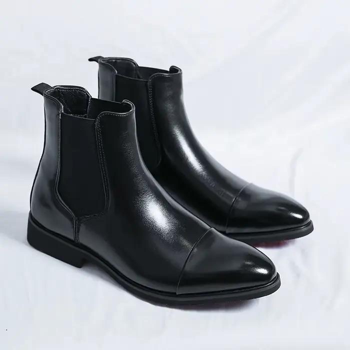Bottes Chelsea pour hommes, semelle rouge, design affaires, bout rond, élégantes, pour homme, occasions formelles
