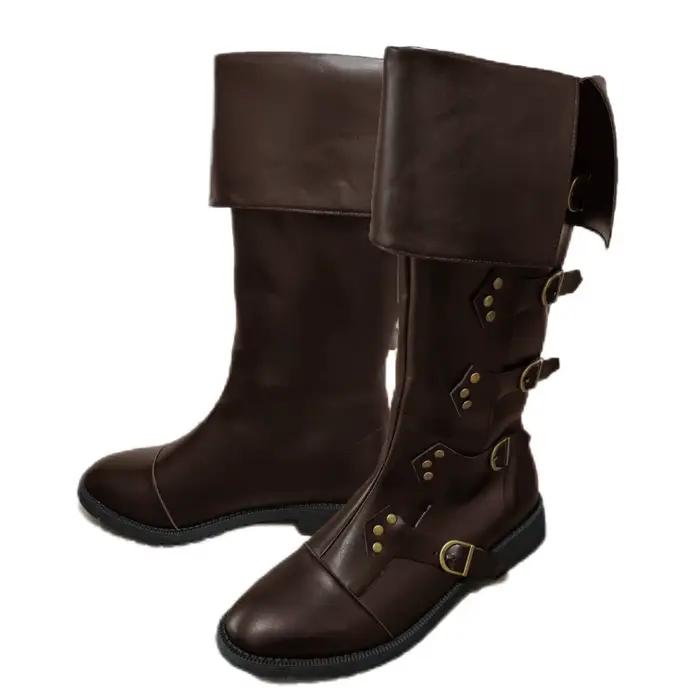 Bottes Steampunk Médiévales pour Hommes 2026 – Chaussures de Cosplay Halloween Renaissance, Carnaval et Scène, pour Costumes de Jeu de Rôle