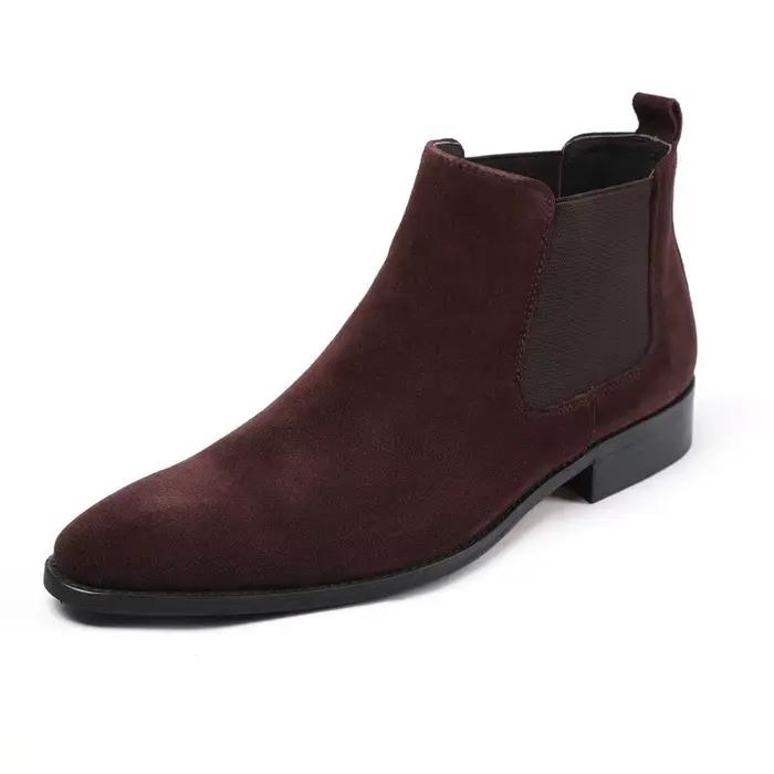 Chaussures montantes britanniques à bout pointu, bottines d'affaires en cuir nubuck, bottes