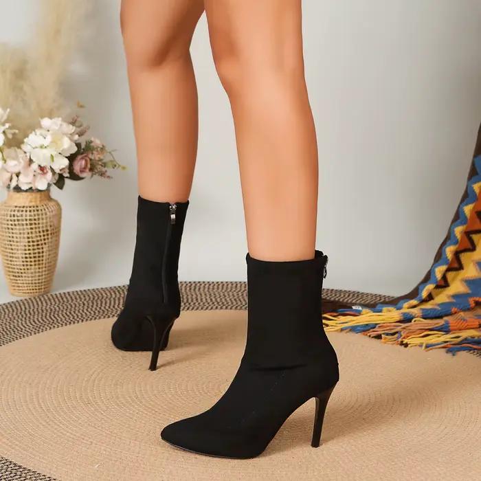 Bottines courtes en daim à talons hauts pour femmes
