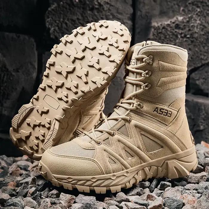 Bottes mi-mollet pour hommes, chaussures montantes tactiques du désert, bottes de moto de Style rétro, chaussures de randonnée en plein air, de Camping, bottines confortables