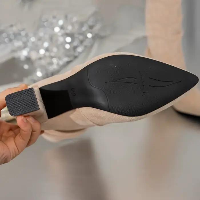 Bottes hautes pour femmes nouveau talon épais pointu mode femmes bottes en daim bottes à talons hauts femme chaussures