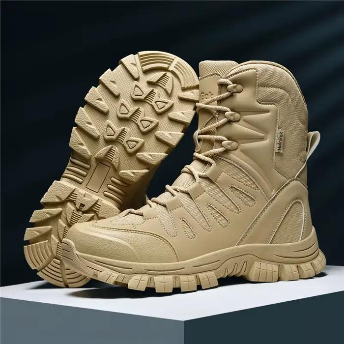 Bottes tactiques pour hommes, bottes d'entraînement ultralégères, bottes militaires de sécurité, bottes de chasse à lacets, bottes chaudes pour le désert, antidérapantes, à réponse rapide
