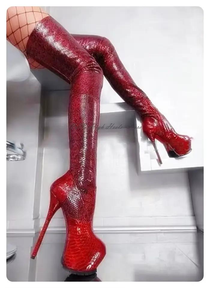 Bottes au-dessus du genou en cuir verni léopard pour femme, chaussures de mode, design super talon aiguille, plateforme, bottes de boîte de nuit