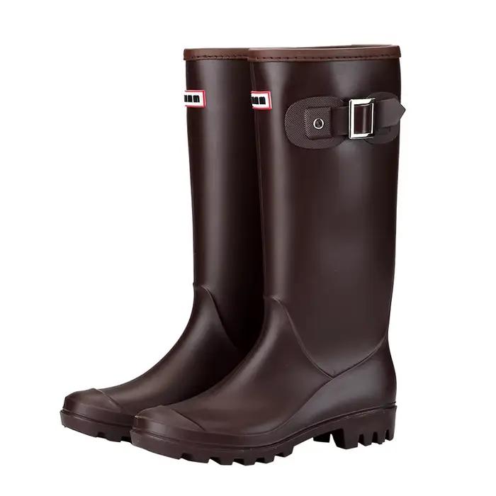 Bottes d'eau au genou pour femmes, tube long, chaussures imperméables de haute qualité, bottes de pluie en caoutchouc PVC, mode chaude, 2022