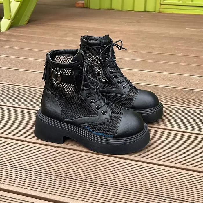 Nouvelles bottes montantes en résille style romain pour femmes polyvalentes et décontractées pour l'été occassions spéciales et tenues décontractées