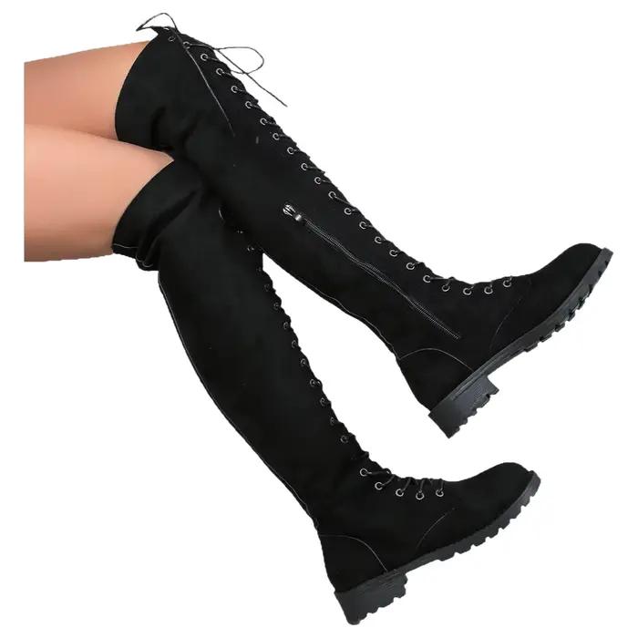Bottines hautes en velours à bout rond et plat avec boucle talon carré confortables couleur unie pour femme occasions spéciales printemps automne