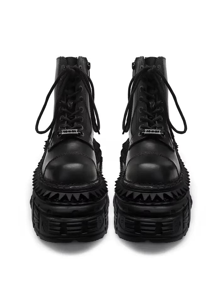 Bottes de chevalier à lacets et talons super hauts pour femmes