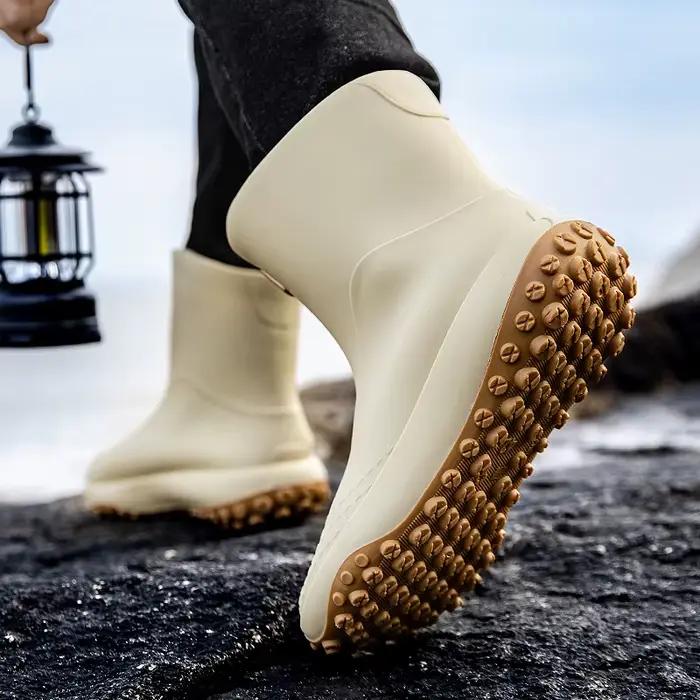 Bottes de pluie courtes pour hommes, antidérapantes, pour le travail, la pêche, le lavage de voiture, la protection du travail, chaussures aquatiques légères et durables en caoutchouc