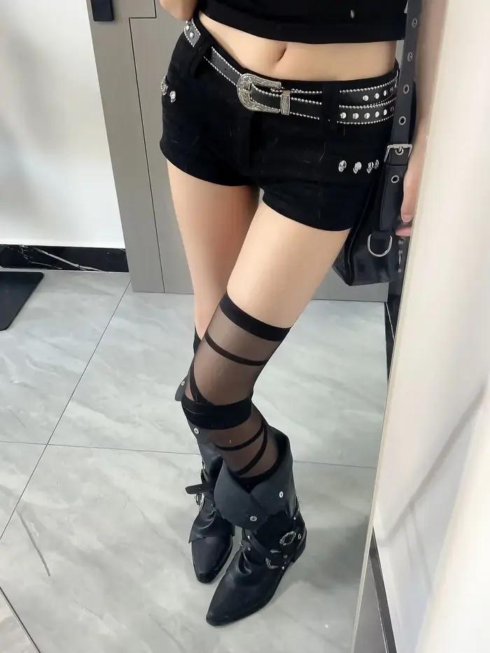 Bottes de chevalier 2025 automne noir style punk niche personnalité