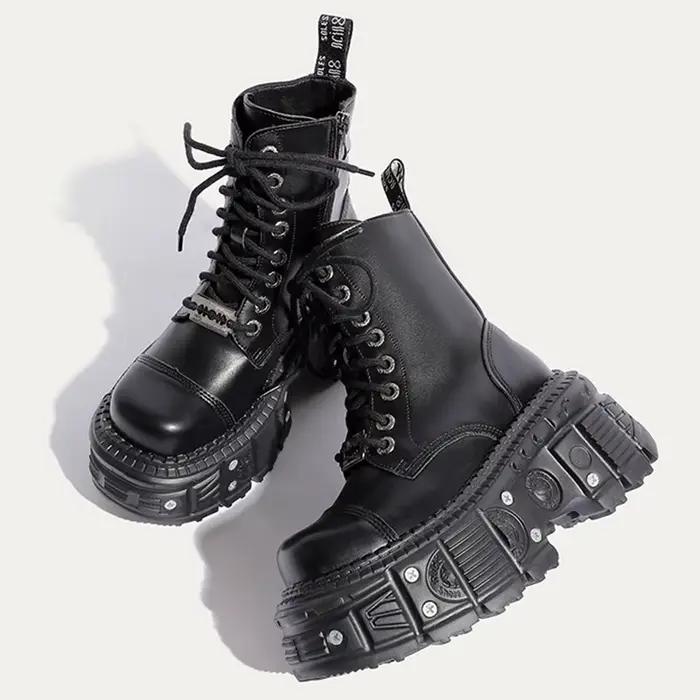 Femmes Punk bottes plate-forme conception personnalisée chaussures en cuir Cool